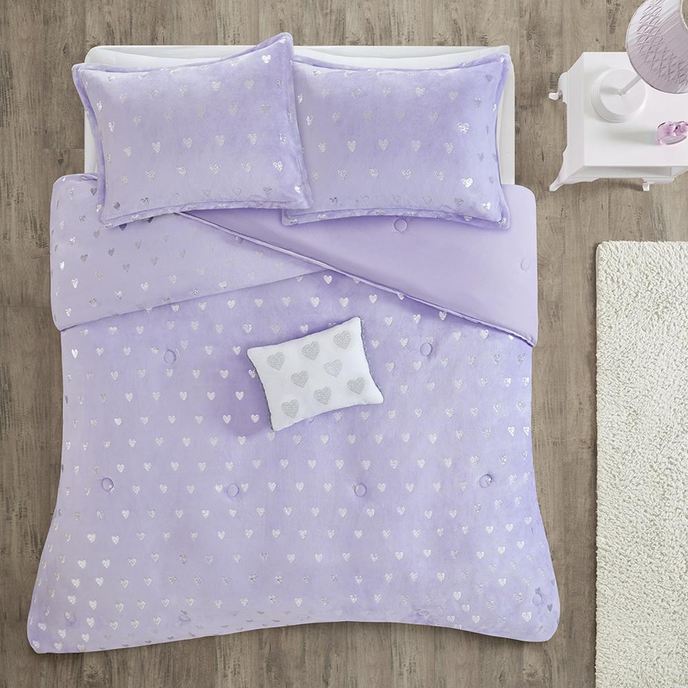 Metallic Printed Plush Comforter Set with Throw Pillow. Picture 3
