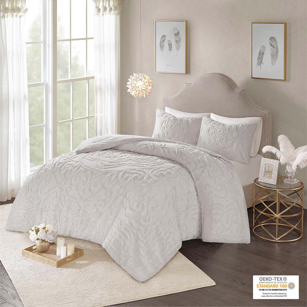 3-Piece Tufted Cotton Chenille Medallion Comforter Set. Picture 4
