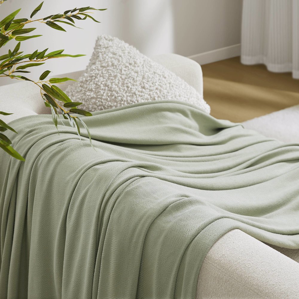 Bamboo Cotton Rayon from Bamboo Cotton Blanket, Sage Green color. Picture 5