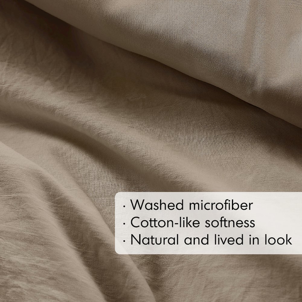 Porter Soft Washed Pleated Duvet Cover Set, Khaki color. Picture 3
