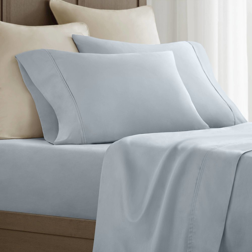 Sateen Pillowcase Set, Blue color. Picture 2