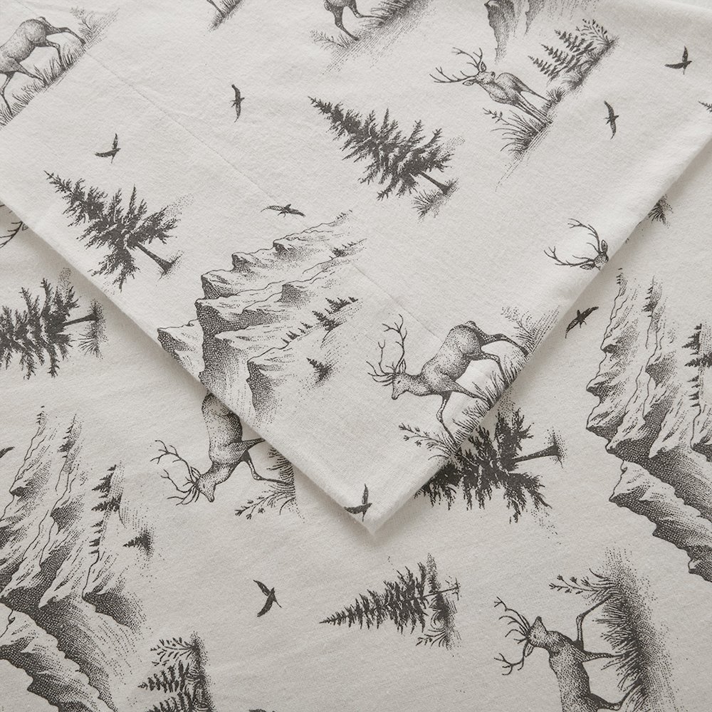 Cotton Flannel Sheet Set in Gray Deer Toile. Picture 5