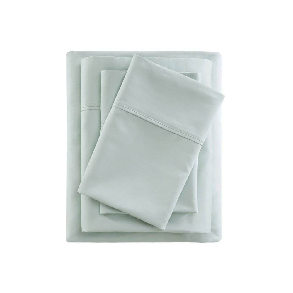 600 Thread Count Cooling Cotton Blend 4 PC Sheet Set, Seafoam color. Picture 5