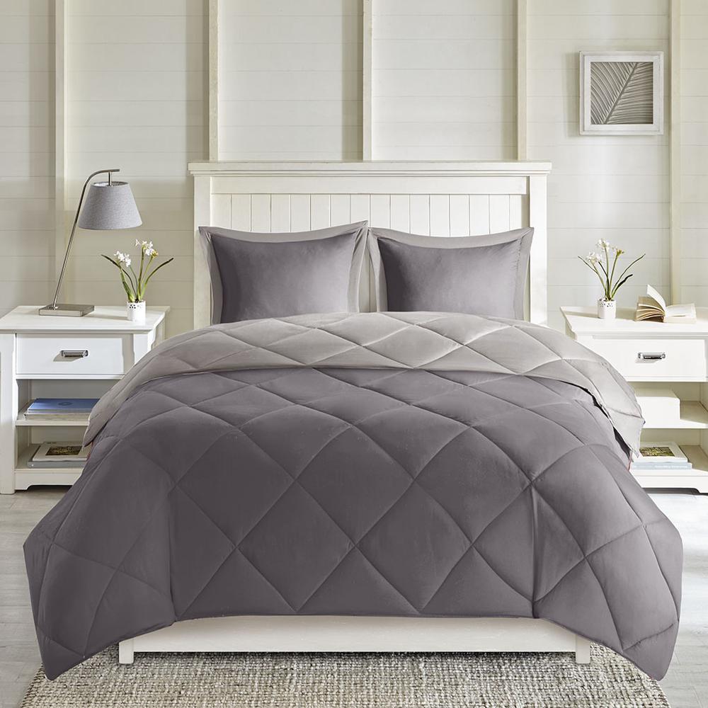 3M Scotchgard Diamond Quilting Reversible Down Alternative Comforter Set. Picture 2