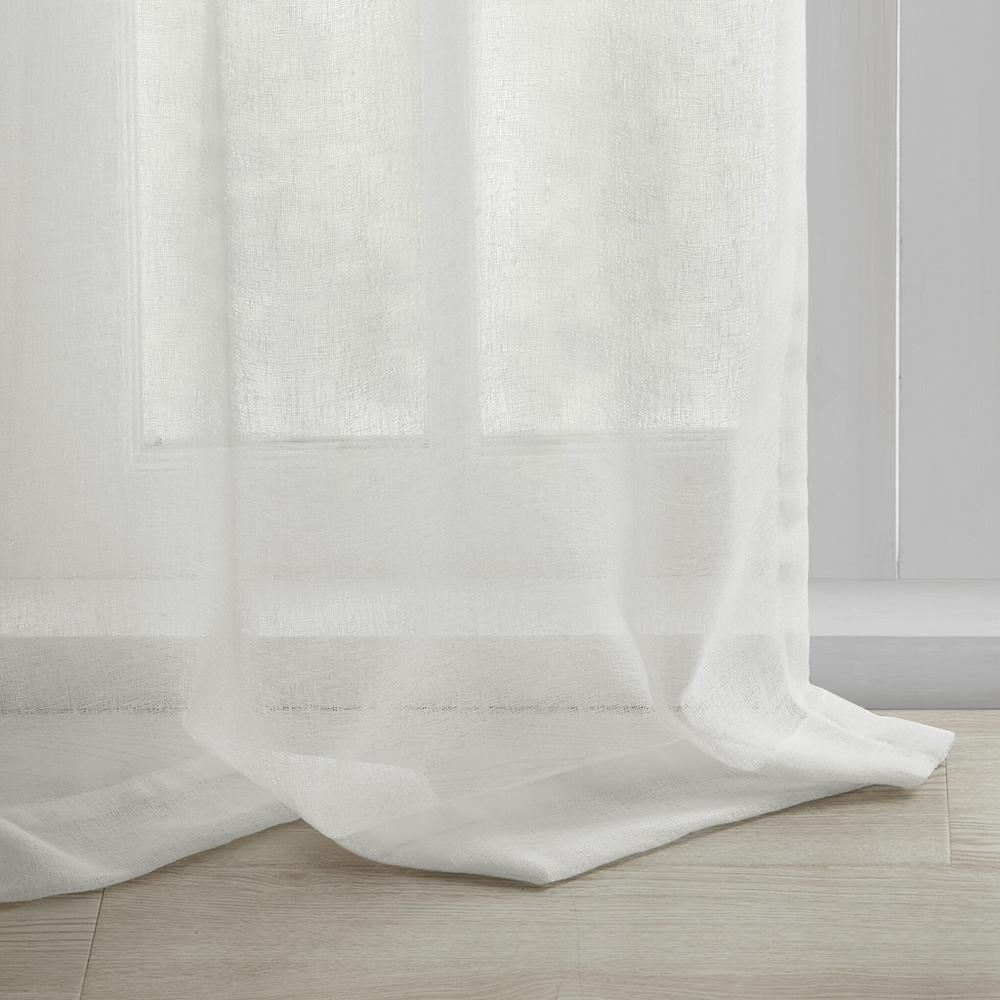 Floral Embellished Cuff Tab Top Solid Curtain Panel. Picture 3
