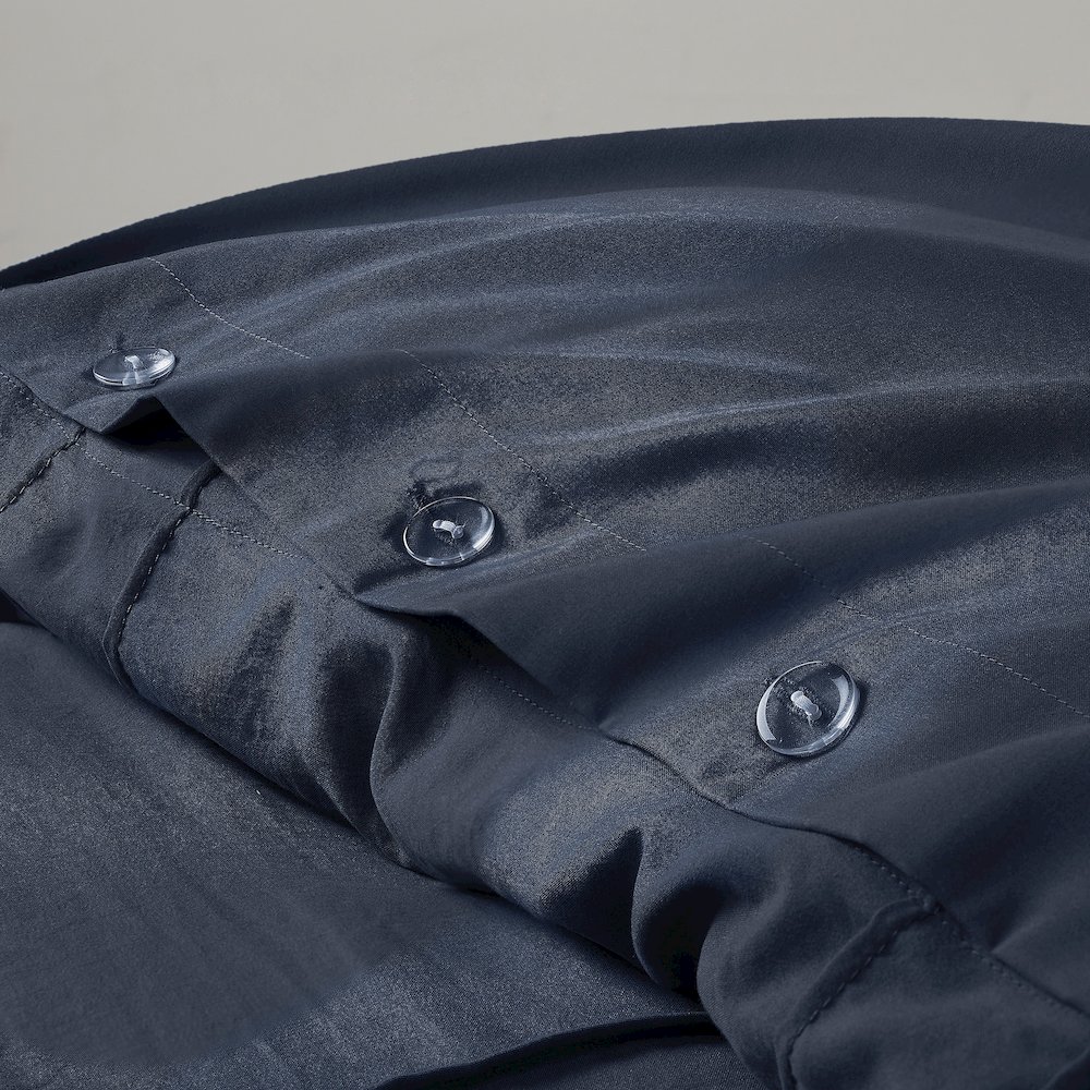 Porter Soft Washed Pleated Duvet Cover Set, Navy color. Picture 2