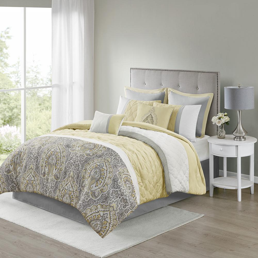 Shawnee 8 Piece Comforter Set, Yellow color. Picture 4