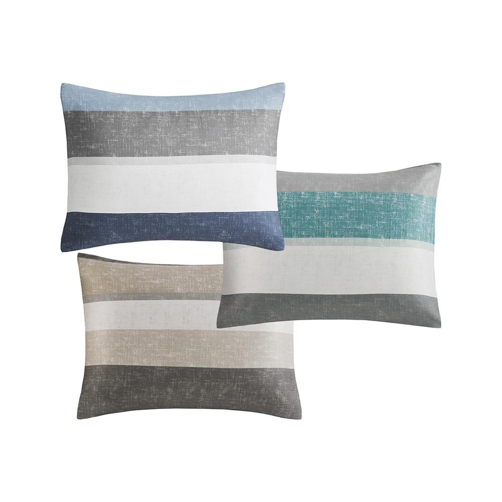 Jaxon Stripe Comforter Set with Bed Sheets, Taupe/Grey color. Picture 3