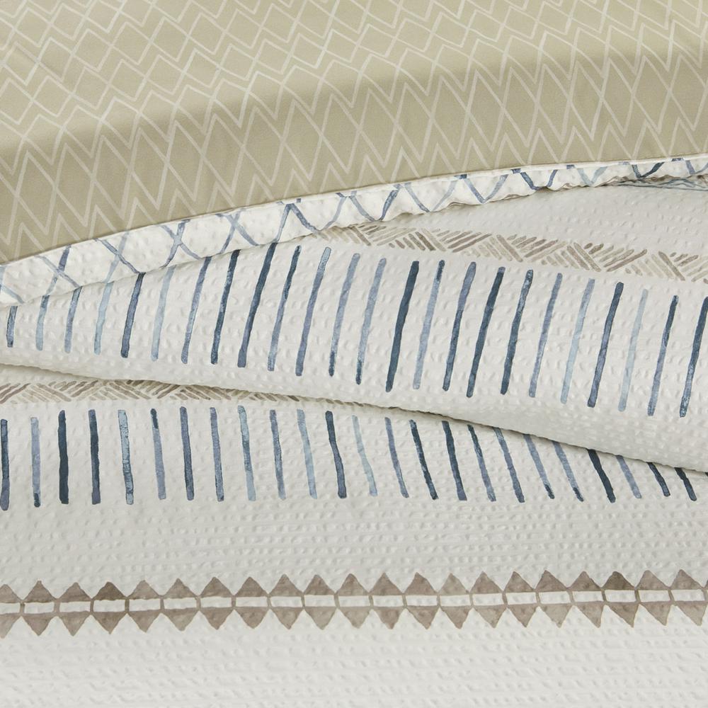 5 Piece Printed Seersucker Comforter Set with Throw Pillows. Picture 4
