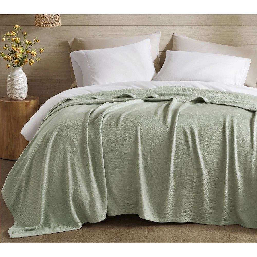 Bamboo Cotton Rayon from Bamboo Cotton Blanket, Sage Green color. Picture 1