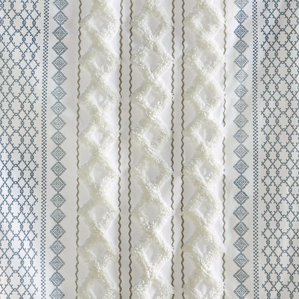 Cotton Printed Curtain Panel with Chenille Stripe and Lining. Picture 5