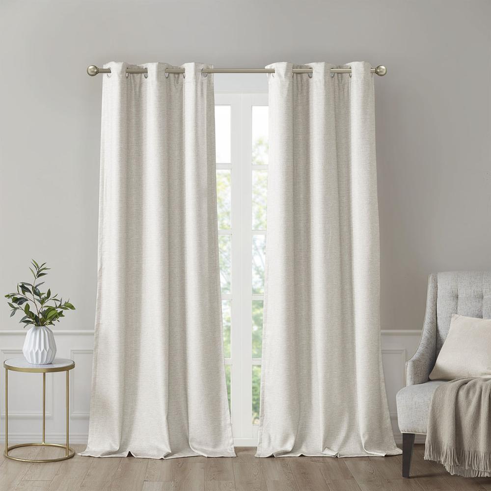 Tonal Printed Faux Silk Room Darkening Curtain Panel Pair. Picture 3