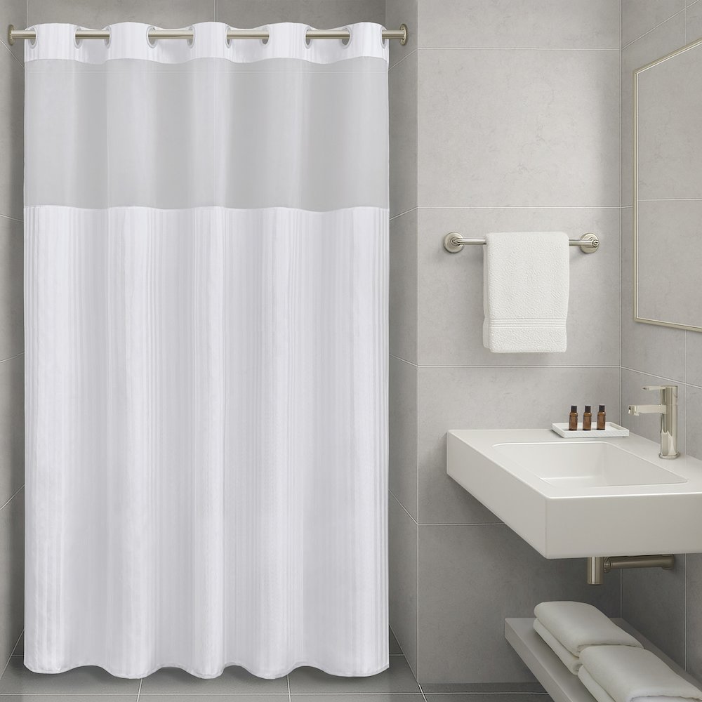 Jacquard Premium Shower Curtain - Jacquard Stripe. Picture 1