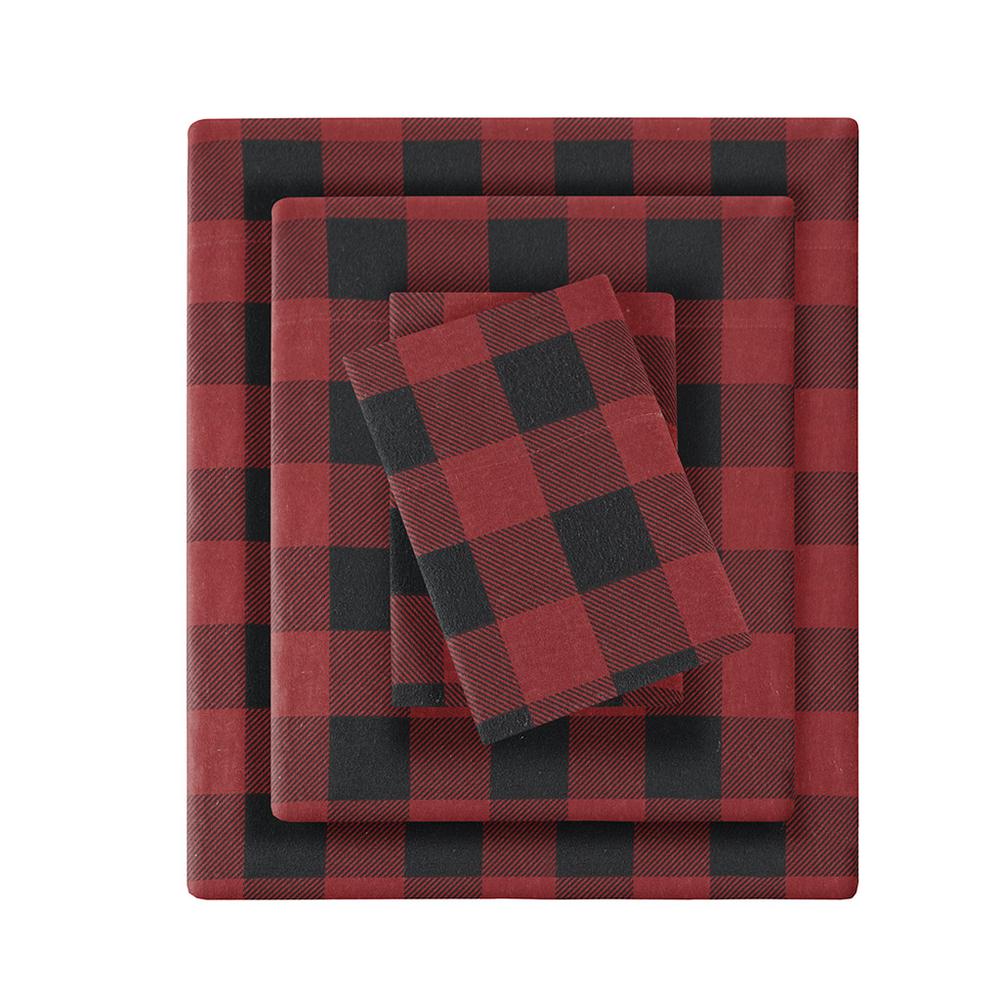 Flannel Sheet Set, Red/Black Buffalo Check color. Picture 5