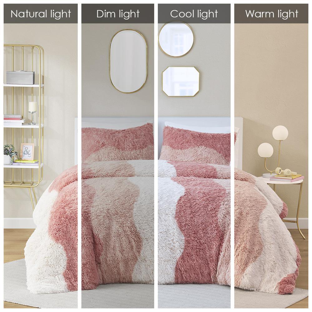 Ombre Shaggy Faux Fur Duvet Cover Set. Picture 3