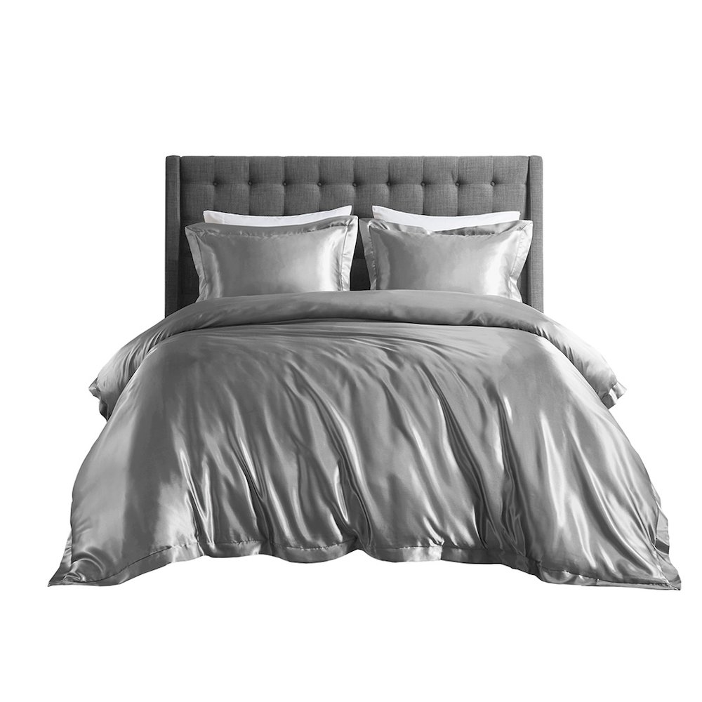 Satin Luxury Comforter Set in Grey Color. Picture 1