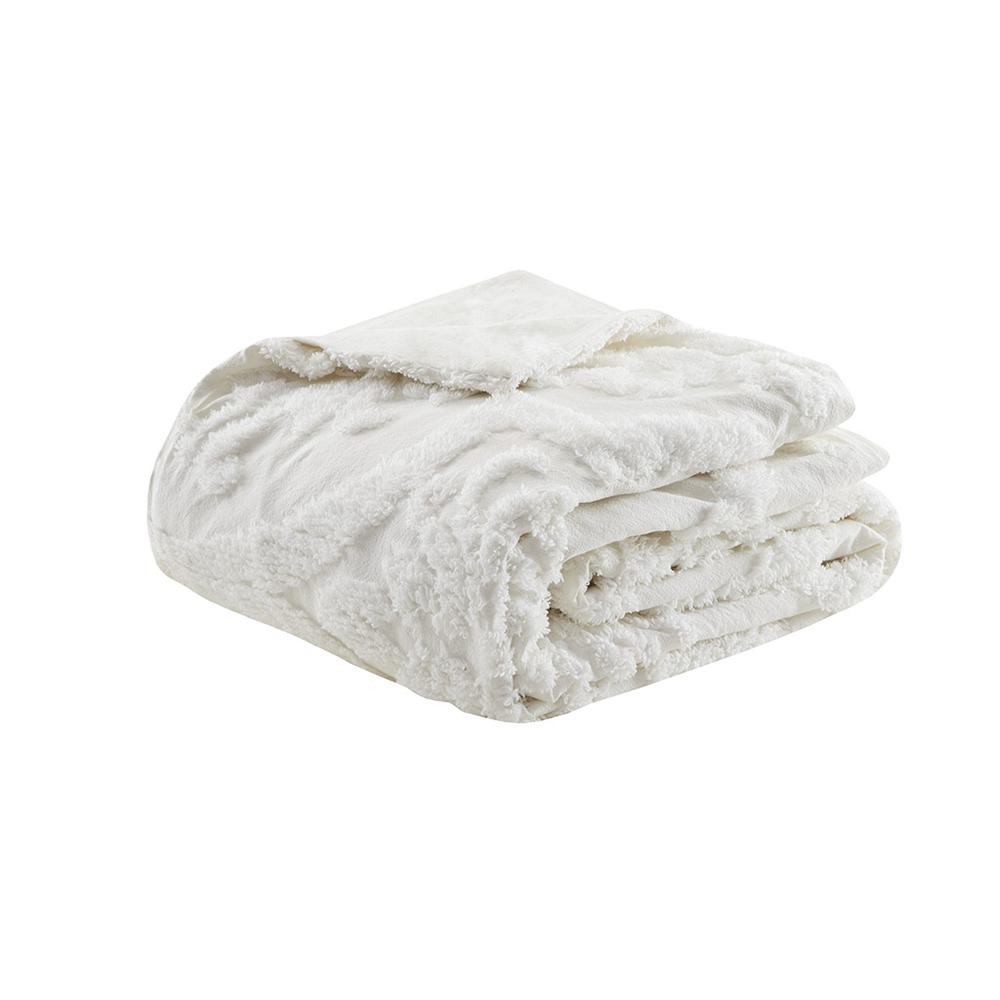 3 Piece Tufted Cotton Chenille Damask Duvet Cover Set. Picture 1