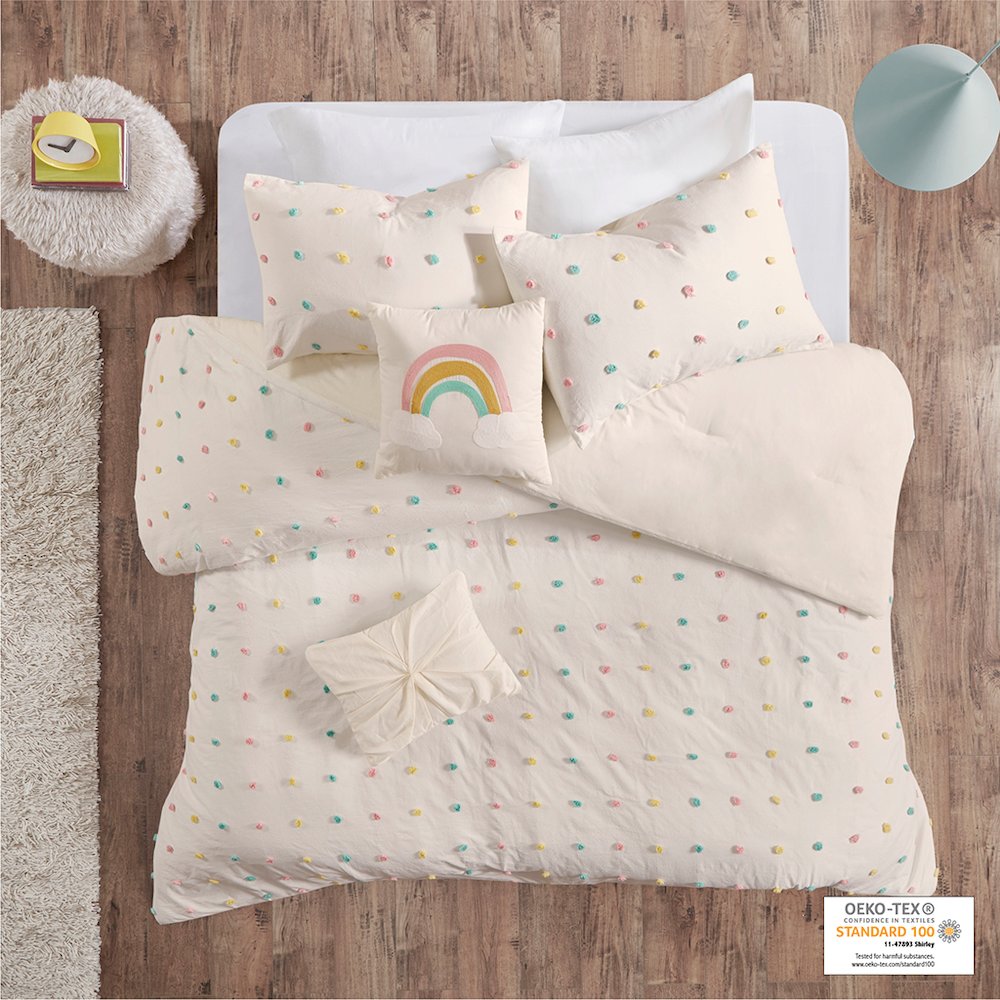 Cotton Jacquard Pom Pom Comforter Set. Picture 4