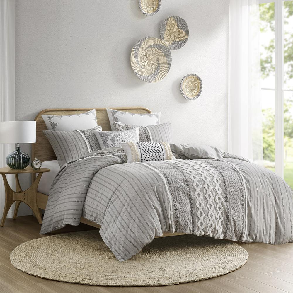 Cotton Printed Duvet Cover Set with Chenille. Picture 4