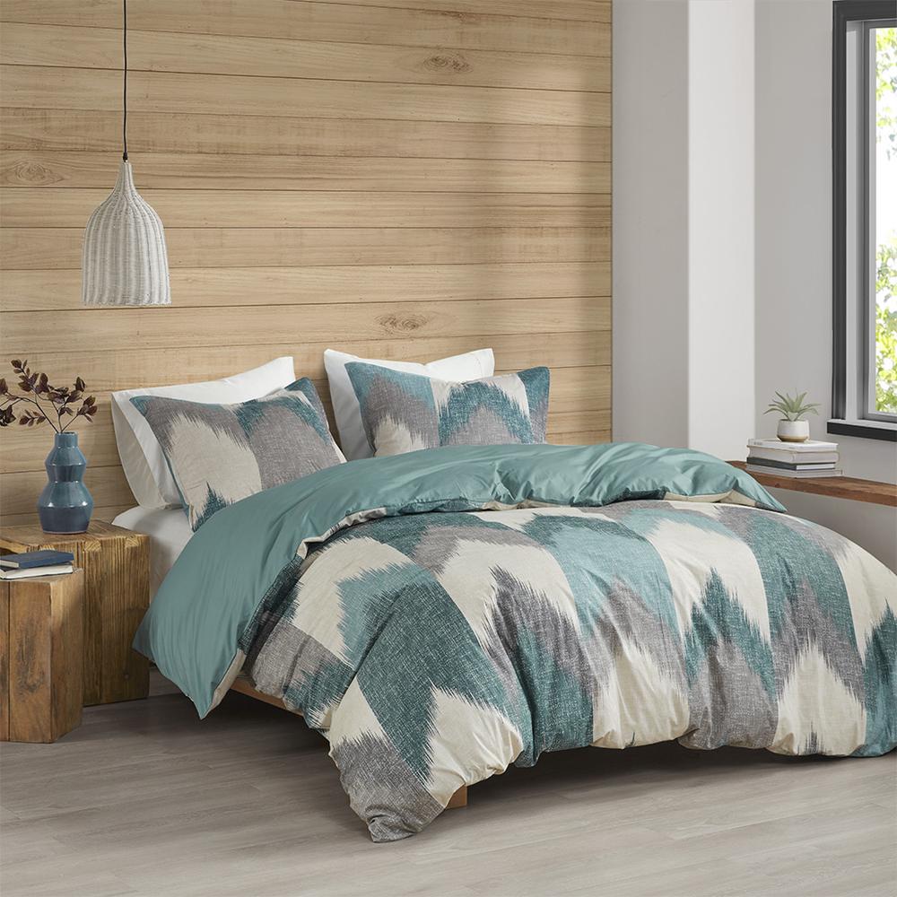 Alpine 3 Piece Duvet Cover Mini Set, Aqua color. Picture 5