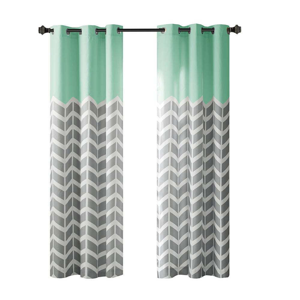 Chevron Printed Room Darkening Grommet Top Panel Pair. Picture 5