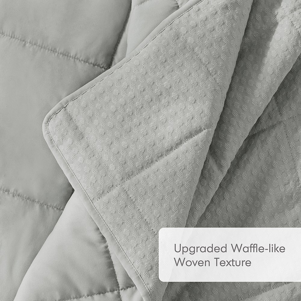 Mina Waffle Weave Textured Quilt Set, Gray color. Picture 5