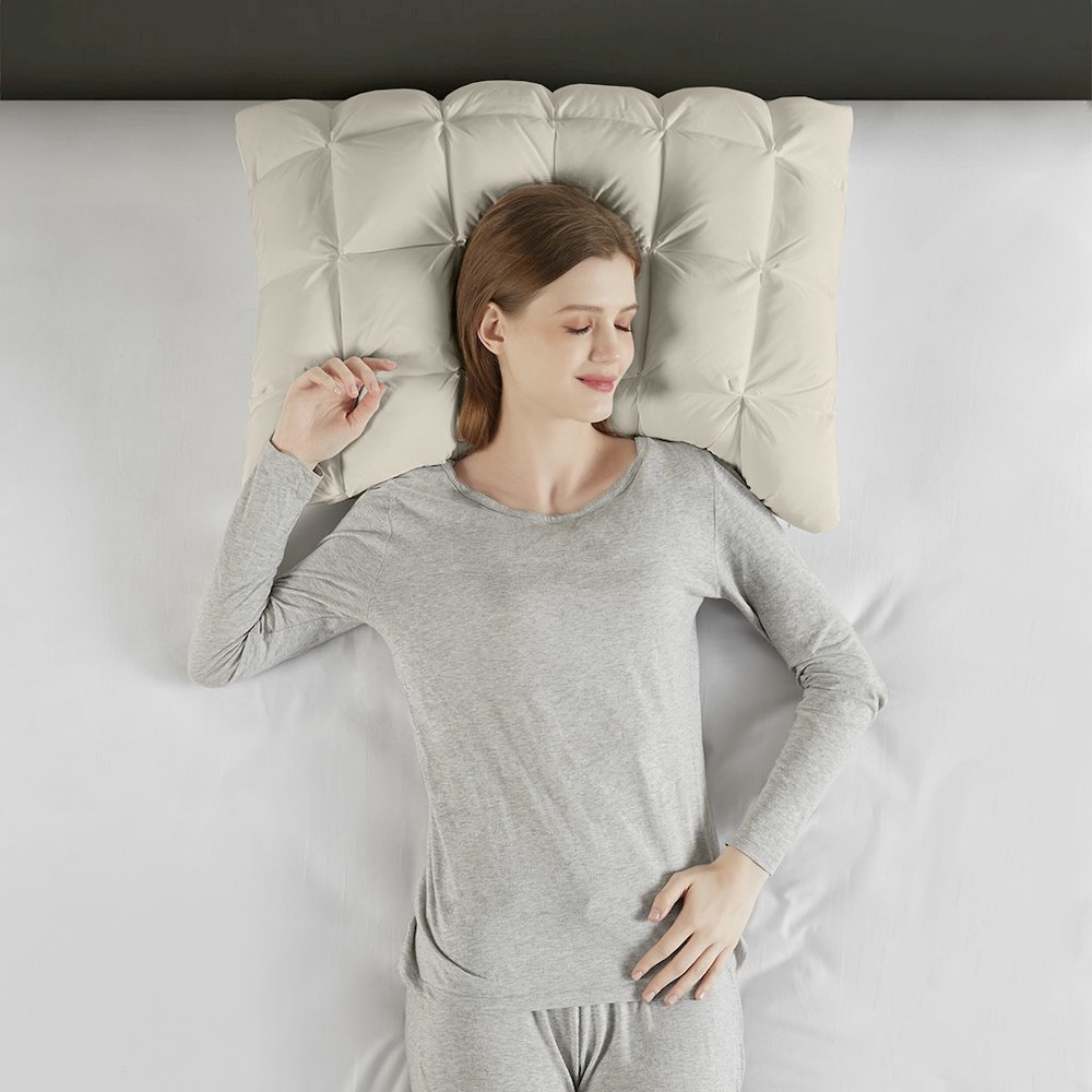 Stay Puffed Overfilled Pillow Protector Single Piece in Tan Color. Picture 5