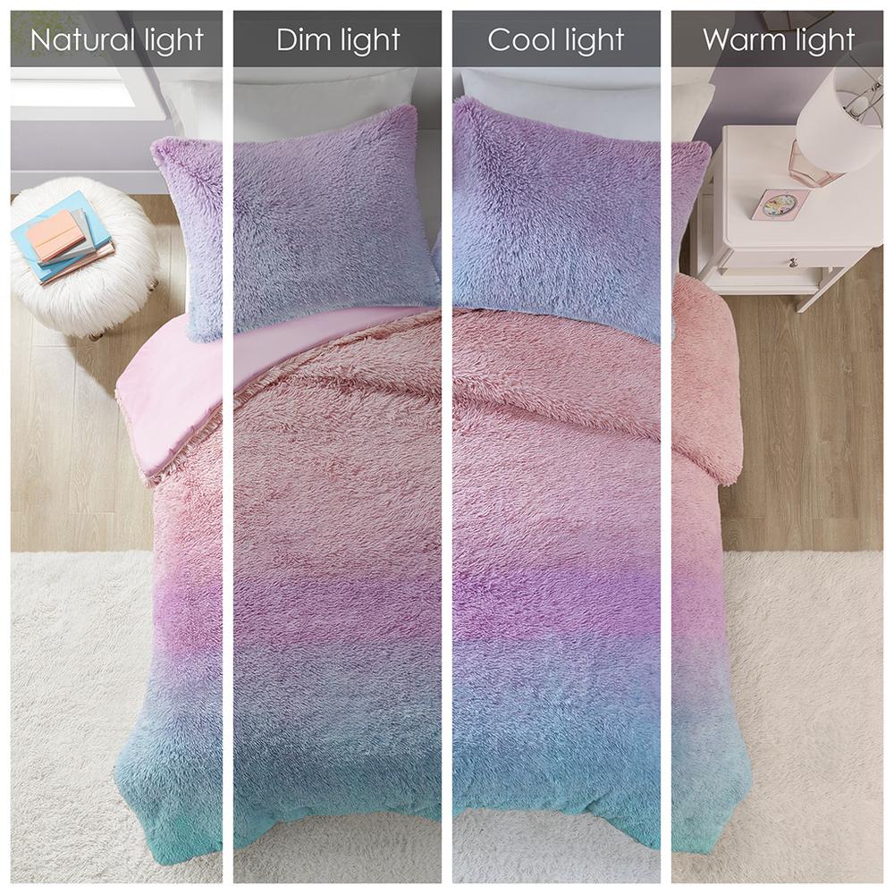 Ombre Shaggy Faux Fur Duvet Cover Set. Picture 4