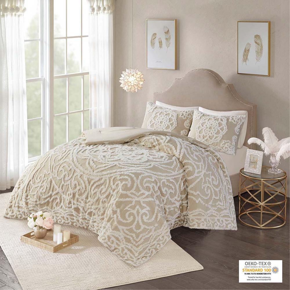 Tufted Cotton Chenille Medallion Comforter Set. Picture 4