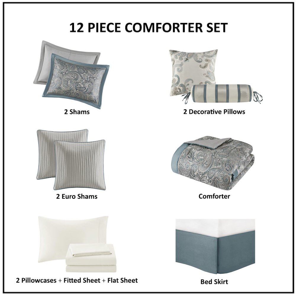 12 Piece Comforter Set with Cotton Bed Sheets. Picture 3