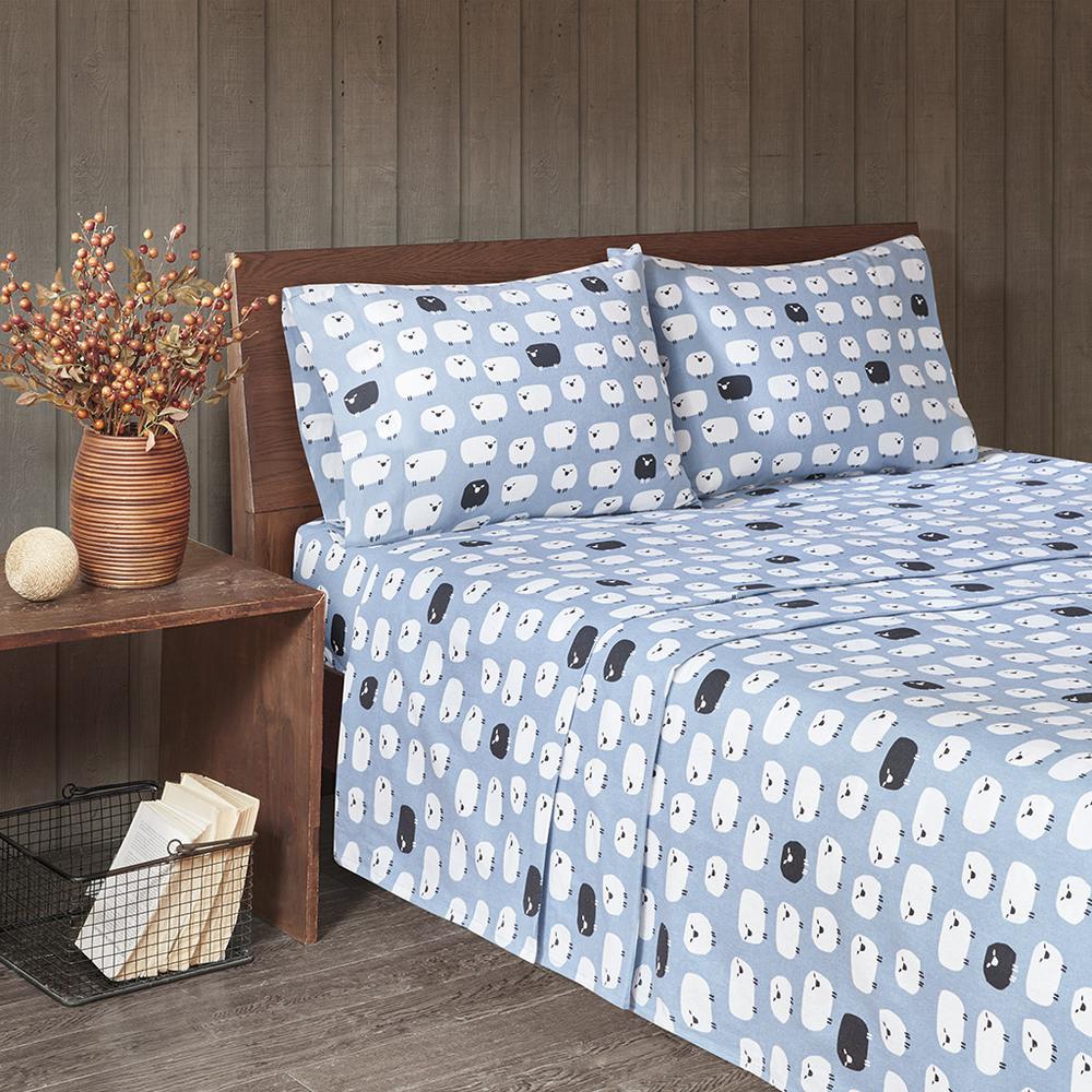 Flannel Sheet Set, Blue Sheep color. Picture 4