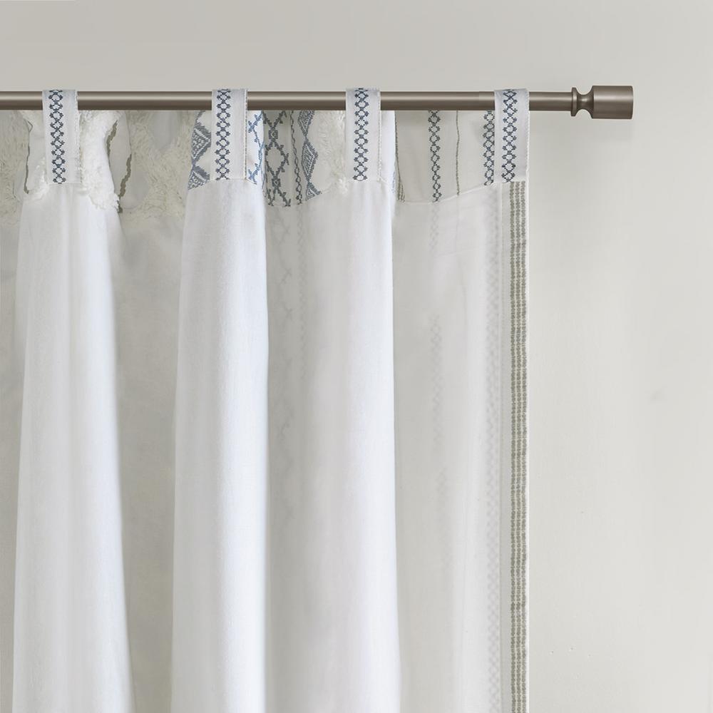 Cotton Printed Curtain Panel with Chenille Stripe and Lining. Picture 3