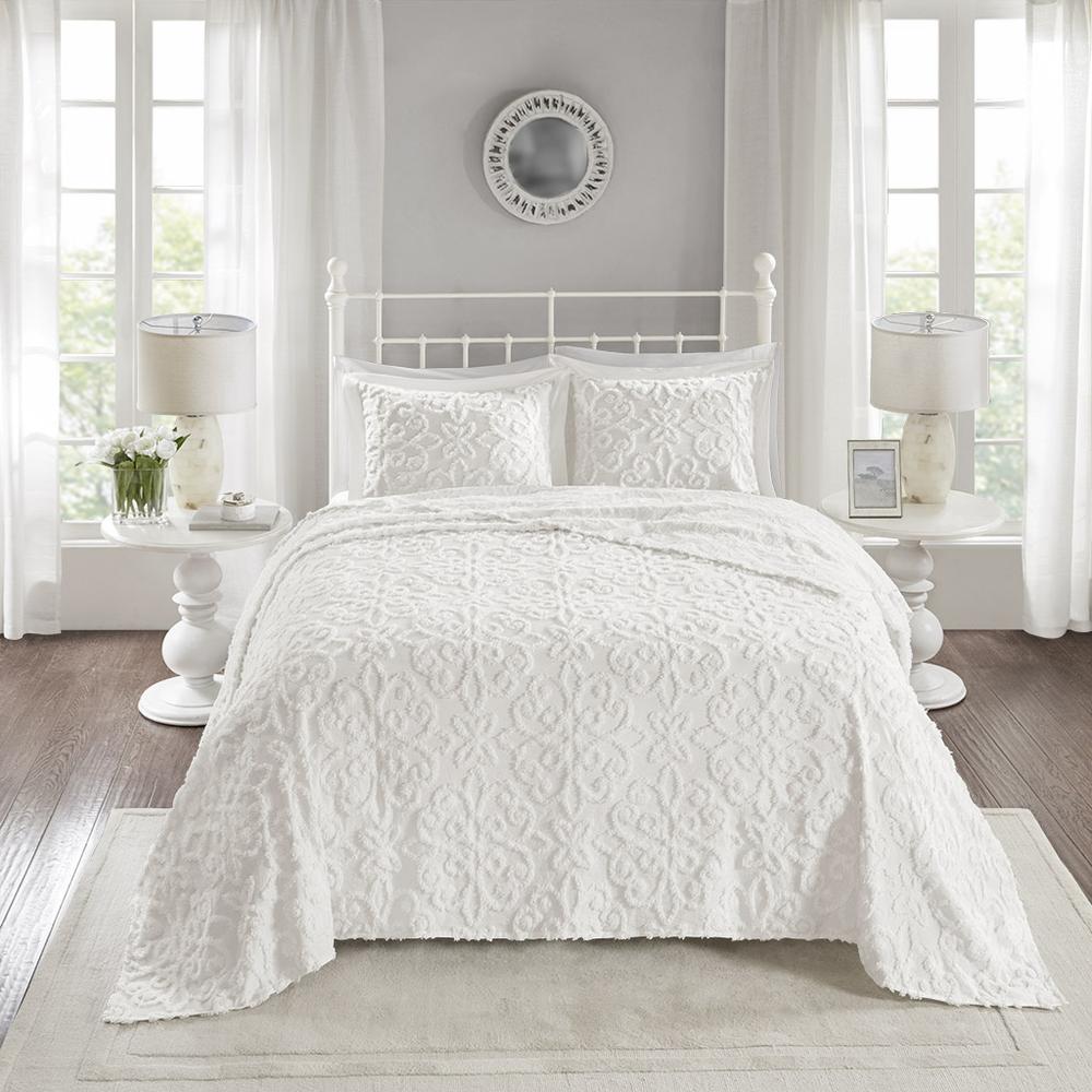 3 Piece Tufted Cotton Chenille Bedspread Set. Picture 1