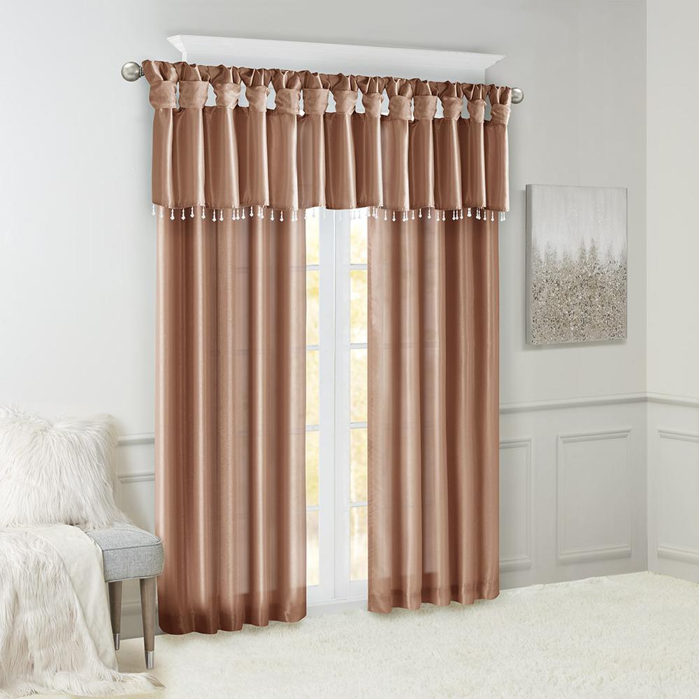 Twist Tab Lined Window Curtain Panel. Picture 1