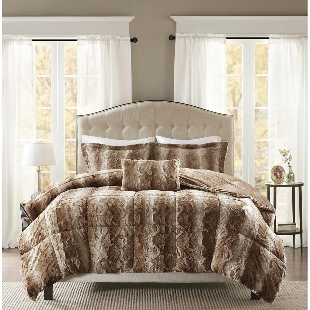 4PC Faux Fur Comforter Set. Picture 3