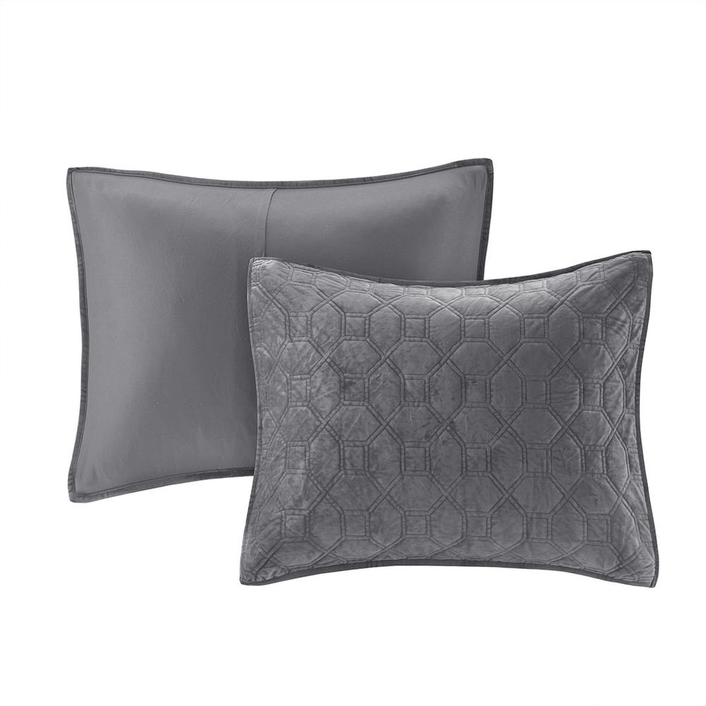 Grey Velvet Quilted Coverlet Set, Belen Kox. Picture 2
