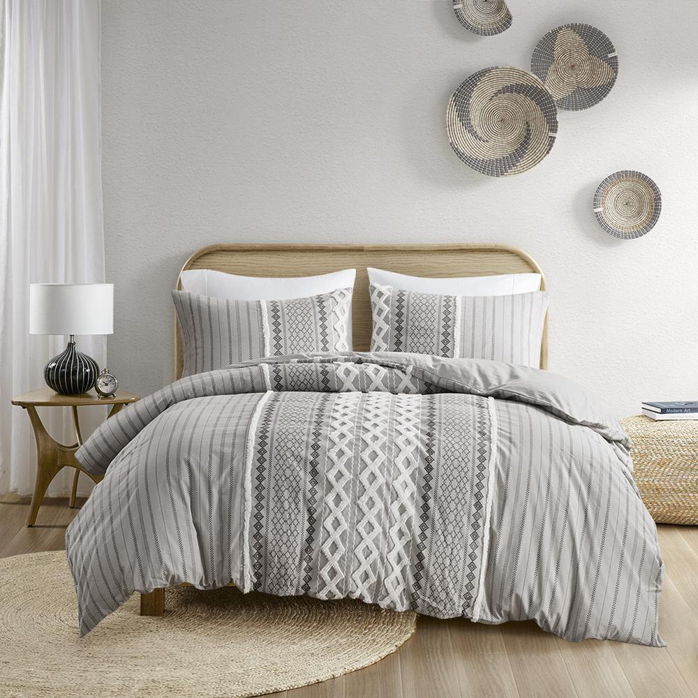Cotton Printed Duvet Cover Set with Chenille. Picture 2