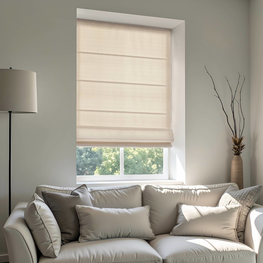 Galen Matte Cordless Roman Blind  Galen Matte fabric, Matte ivory color. Picture 4