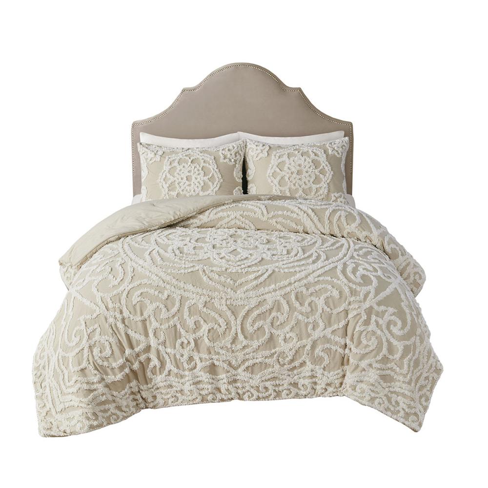Tufted Cotton Chenille Medallion Comforter Set. Picture 1