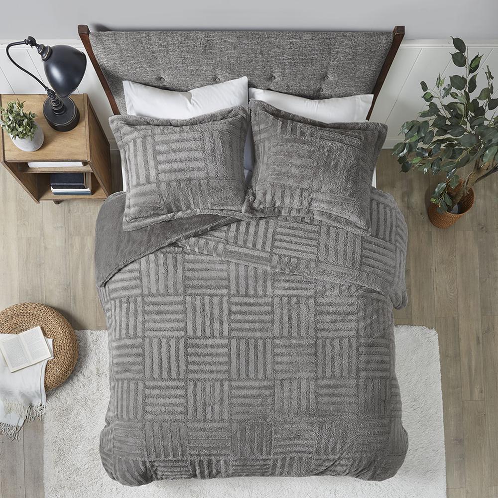 Arctic Fur Down Alternative Comforter Mini Set, Grey color. Picture 4