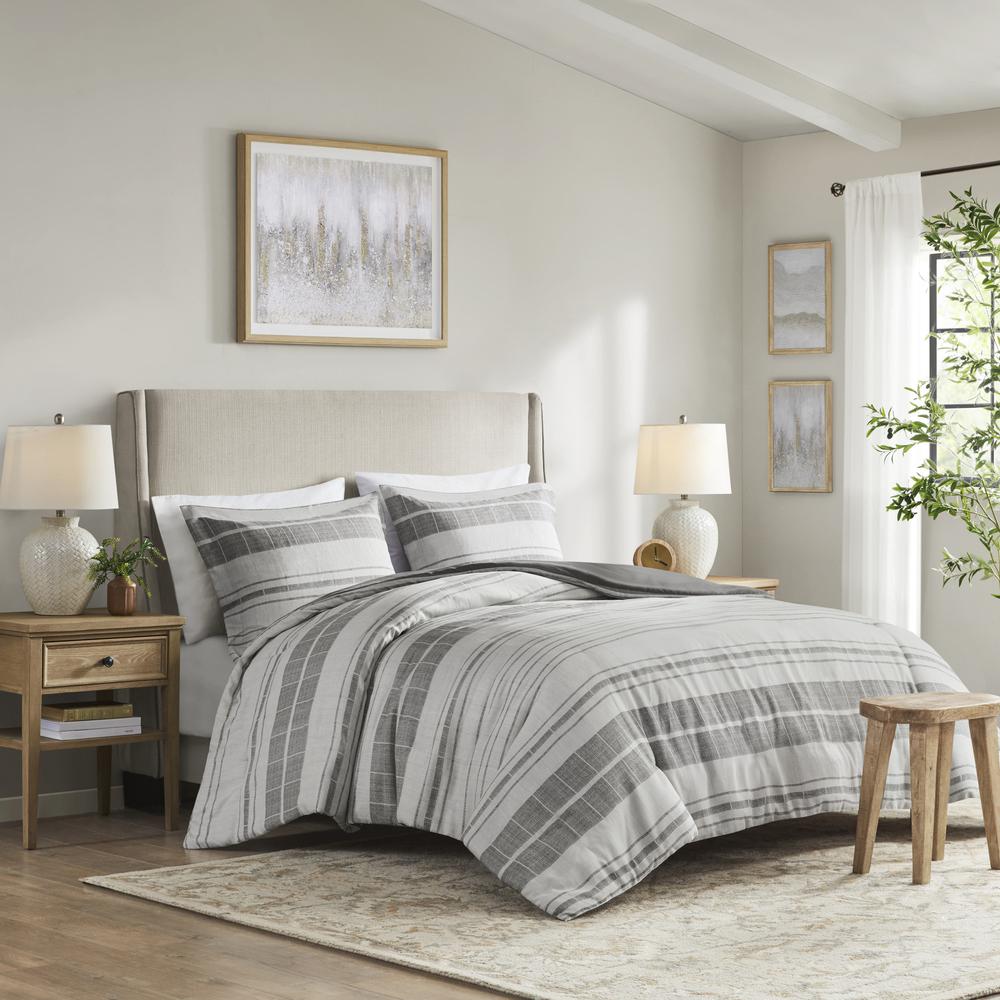 3 Piece Stripe Duvet Cover Set. Picture 1