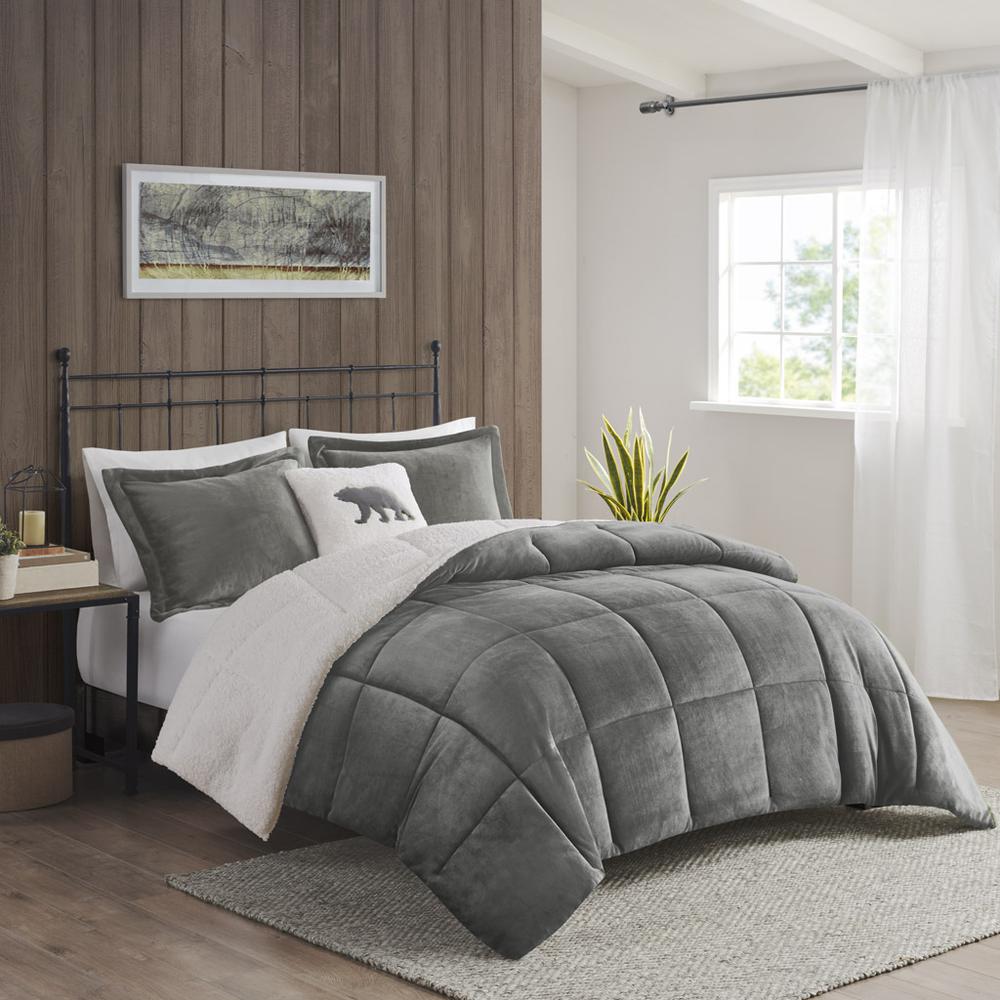 Plush to Sherpa Down Alternative Comforter Set. Picture 4