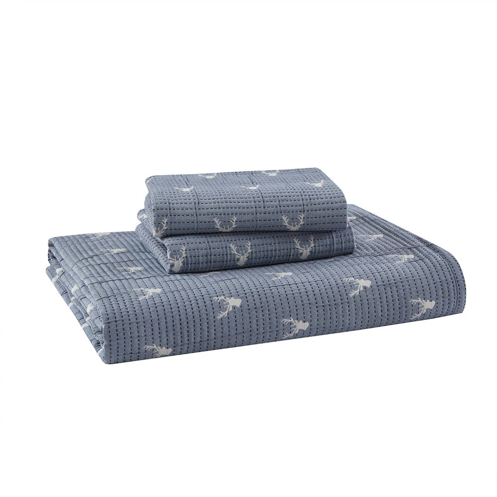 Keystone Coverlet Set, Blue color. Picture 1