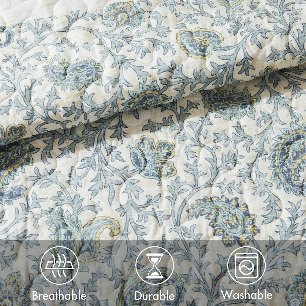 6 Piece Cotton Percale Quilt Set with Throw Pillows. Picture 5