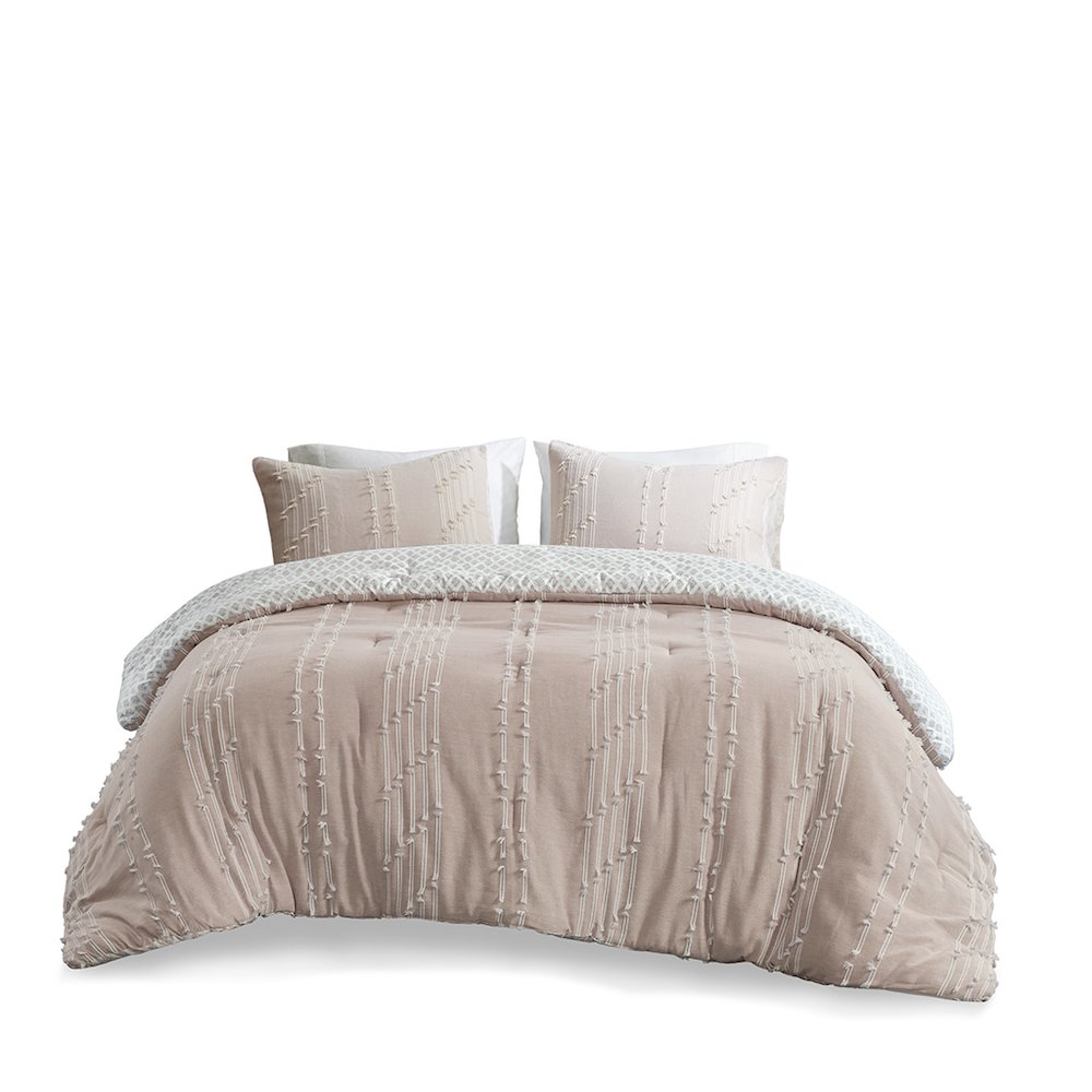 3 Piece Cotton Jacquard Comforter Set. Picture 3