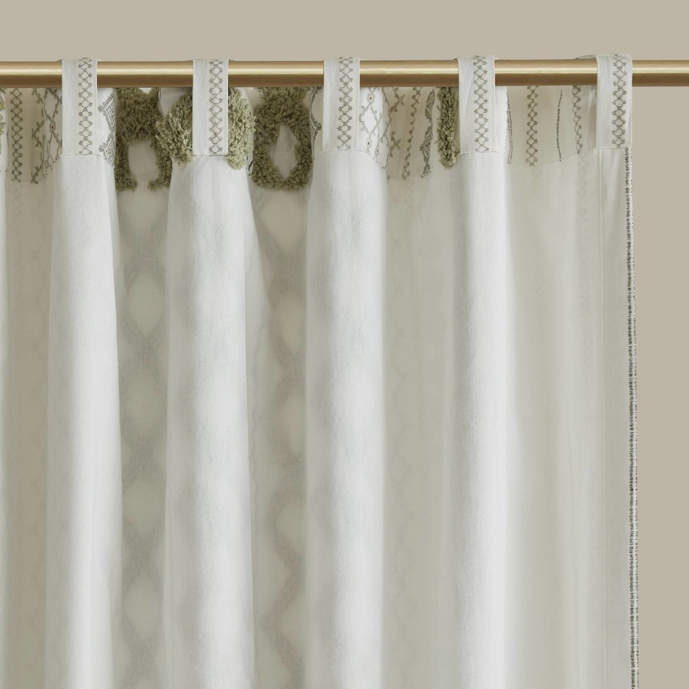 Cotton Printed Curtain Panel with Chenille Stripe and Lining. Picture 2