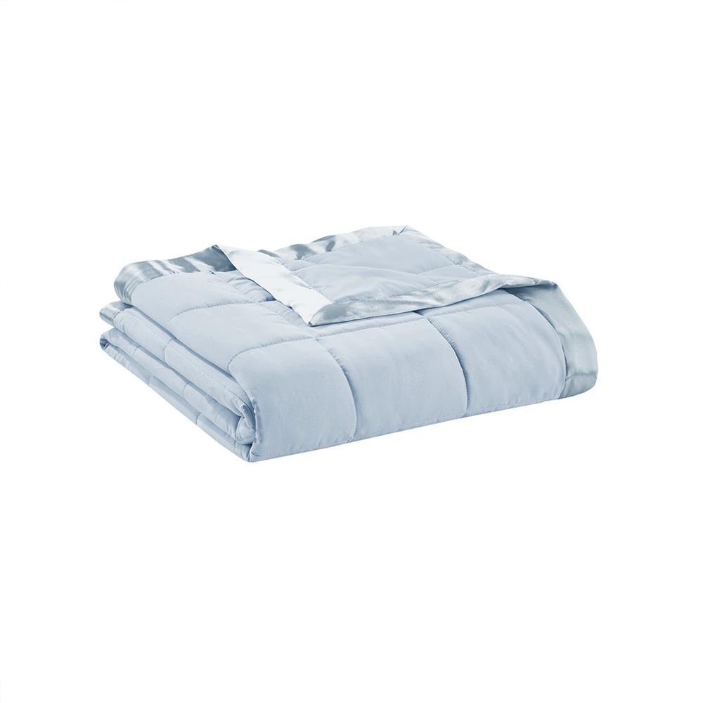 Lightweight Down Alternative Blanket with Satin Trim. Picture 1