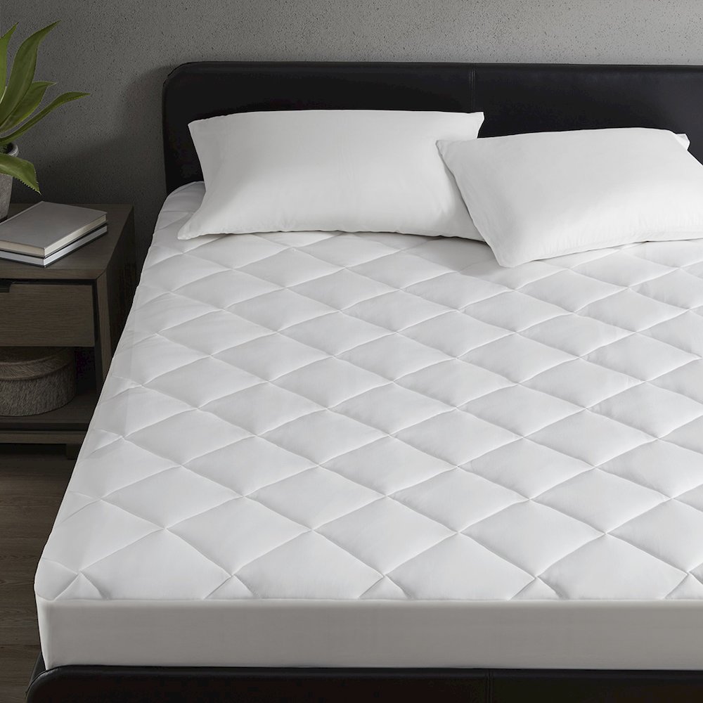 Cooling Touch Overfilled Deep Pocket Mattress Pad in White Color. Picture 3