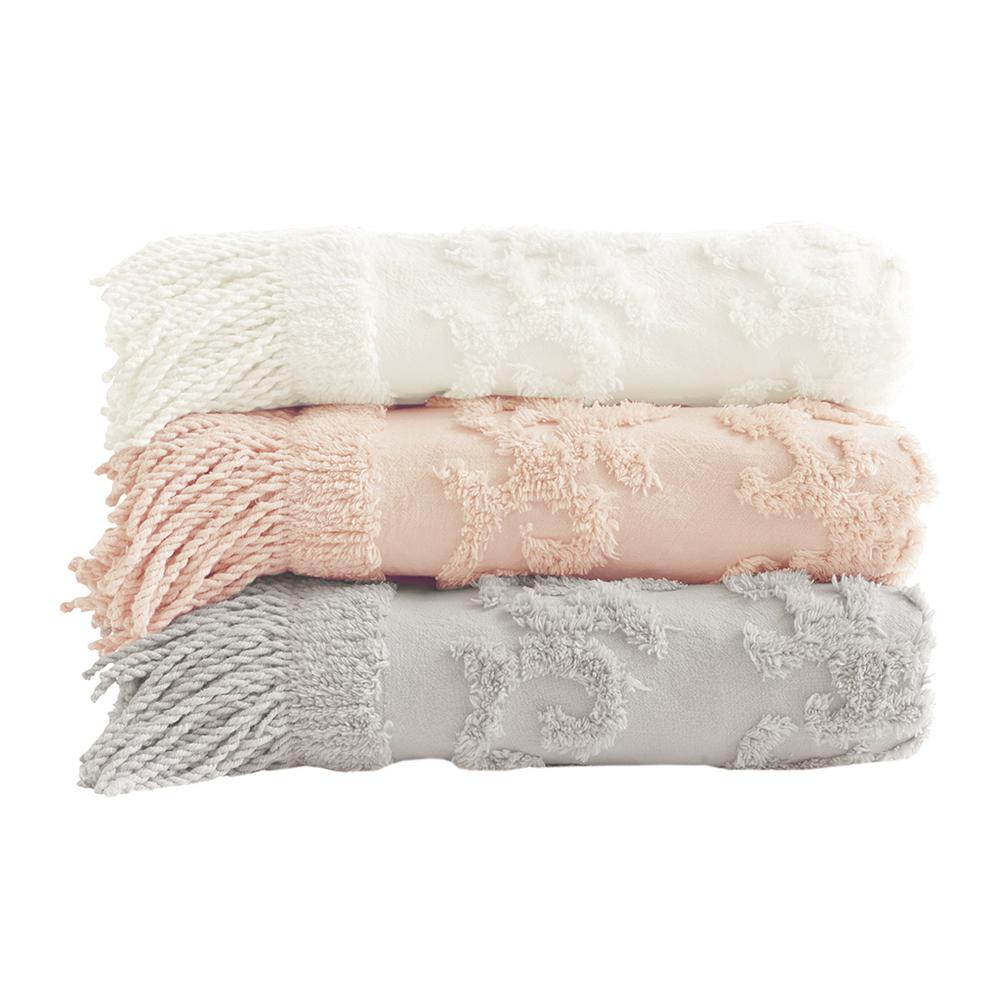100% Cotton Tufted Chenille Lightweight Throw With Fringe Tassel 50" x 60". Picture 5