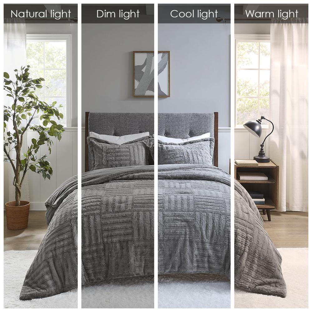 Arctic Fur Down Alternative Comforter Mini Set, Grey color. Picture 2